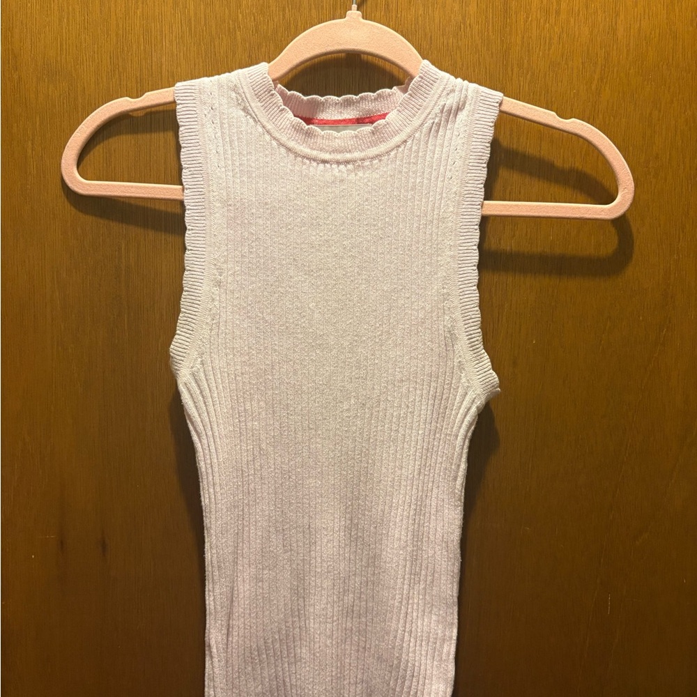 Sleeveless Ribbed Knit Top - Light pink